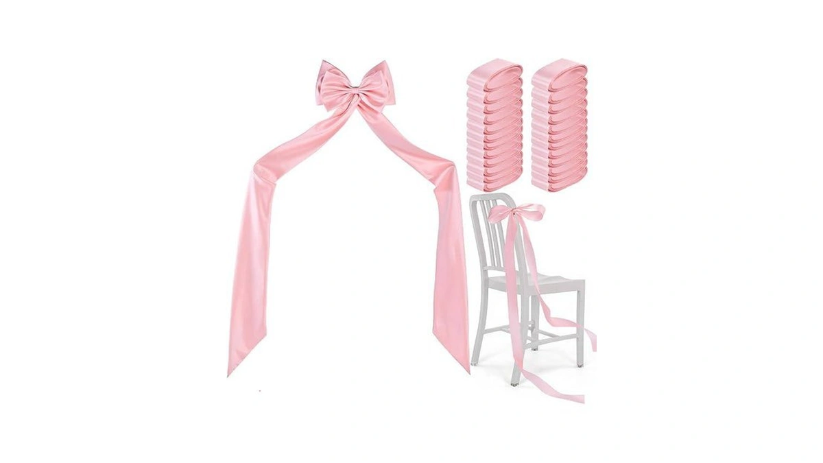 Pink Wedding Decorations For Reception - Large Bow (78x18 Inch)