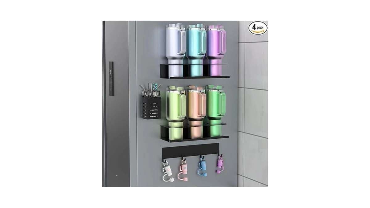 Polrai 4 Pack Magnetic Cup Holder For Refrigerator, Water Bottle