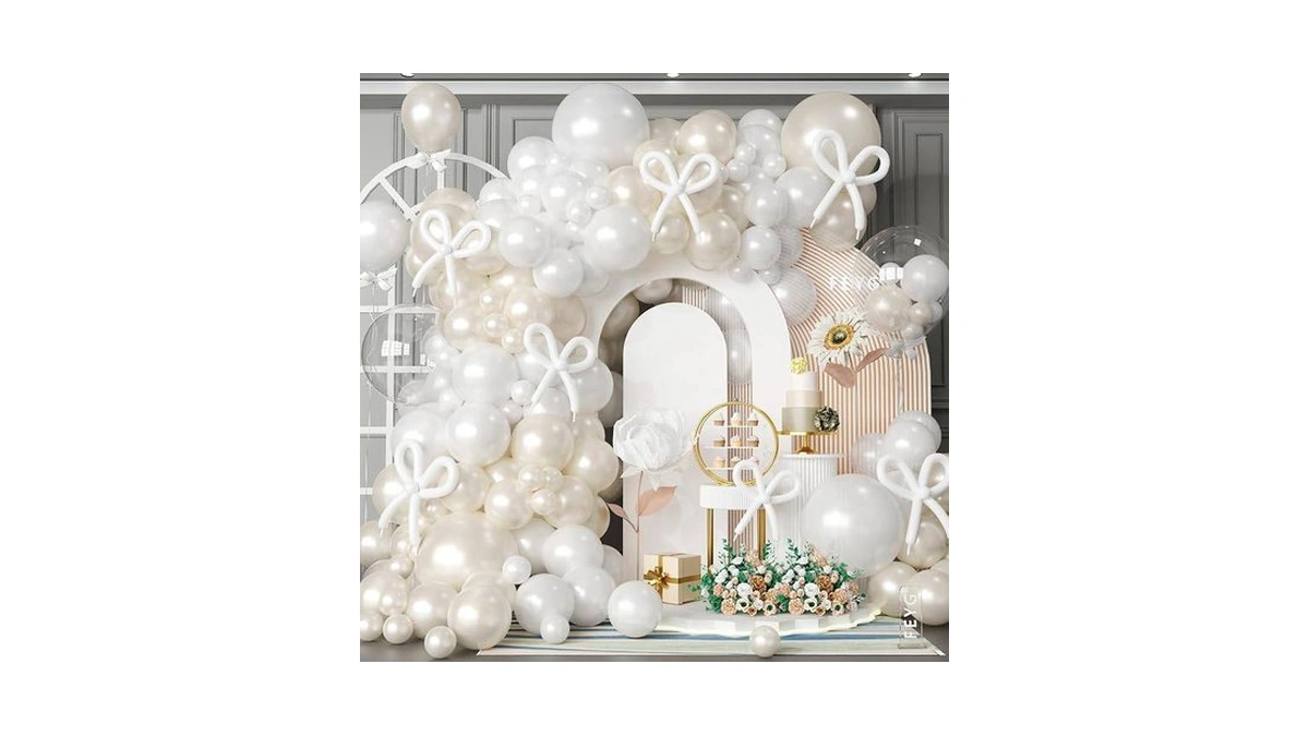 Pearl White Balloon Garland Arch Kit, Pearl Sand White And
