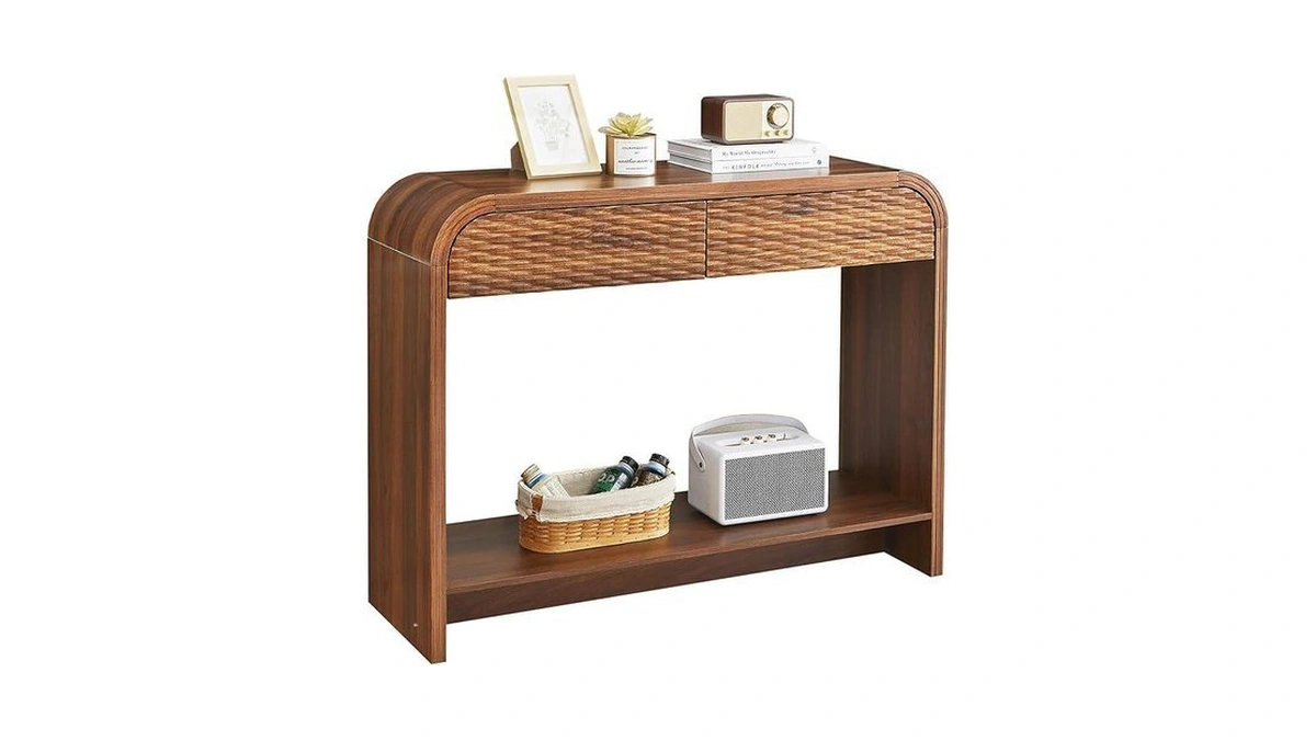 Curved Console Table Arch With Storage, Narrow Entryway Table With