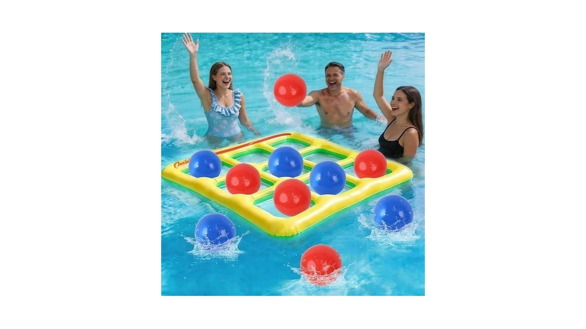 Oneirion Tic Tac Toe Pool Toys Set, Floating Inflatable Toy