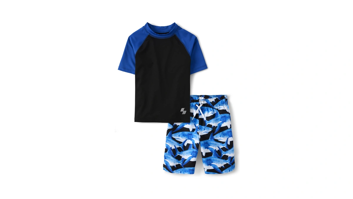The Children's Place,short Sleeve Rash Guard And Bottoms,boys,shark,x-small