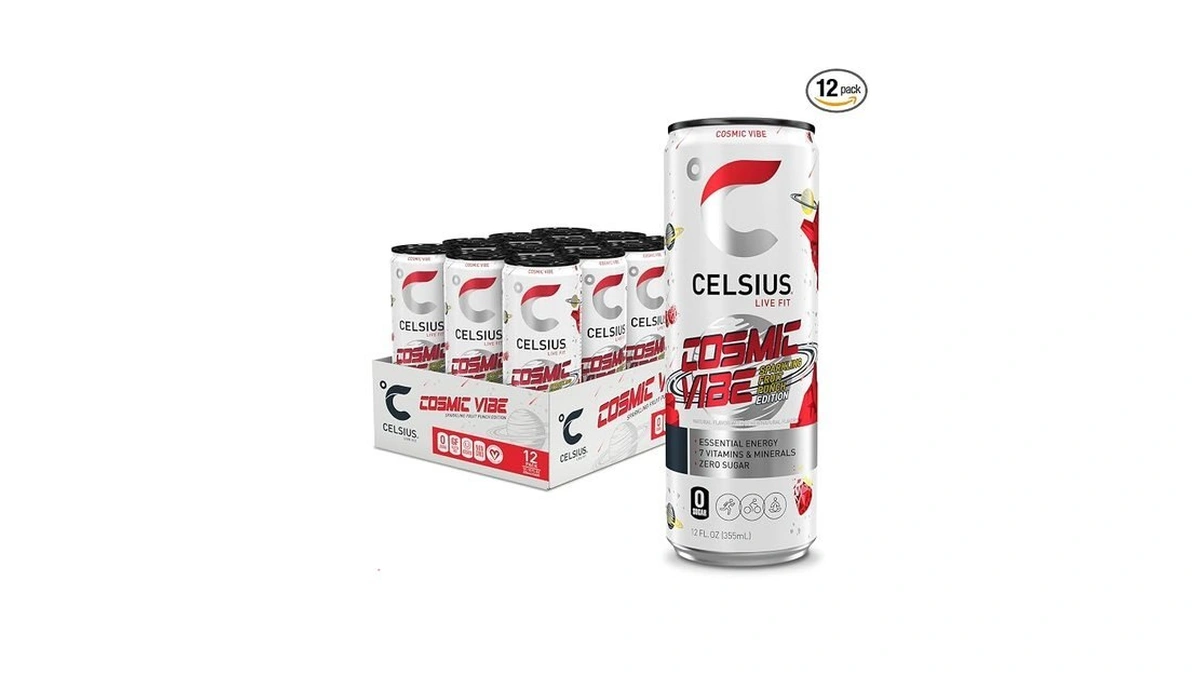 Celsius Cosmic Vibe Sparkling Fruit Punch, Sugar Free Energy Drink,