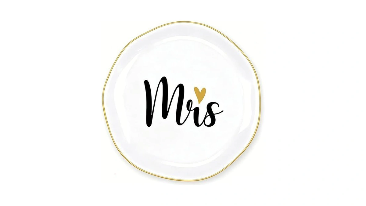 Pudding Cabin Engagement Wedding Mrs Ring Dish, Ceramic 4 ×