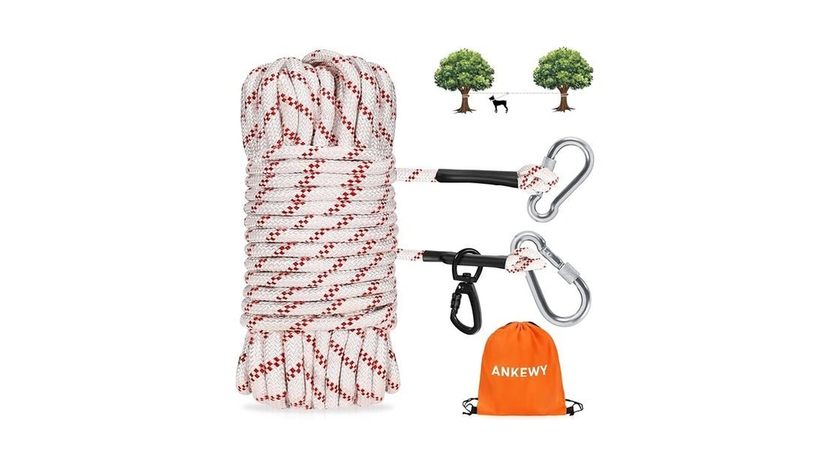 Dog Tie Out Cable For Camping 50ft, Dog Runner For