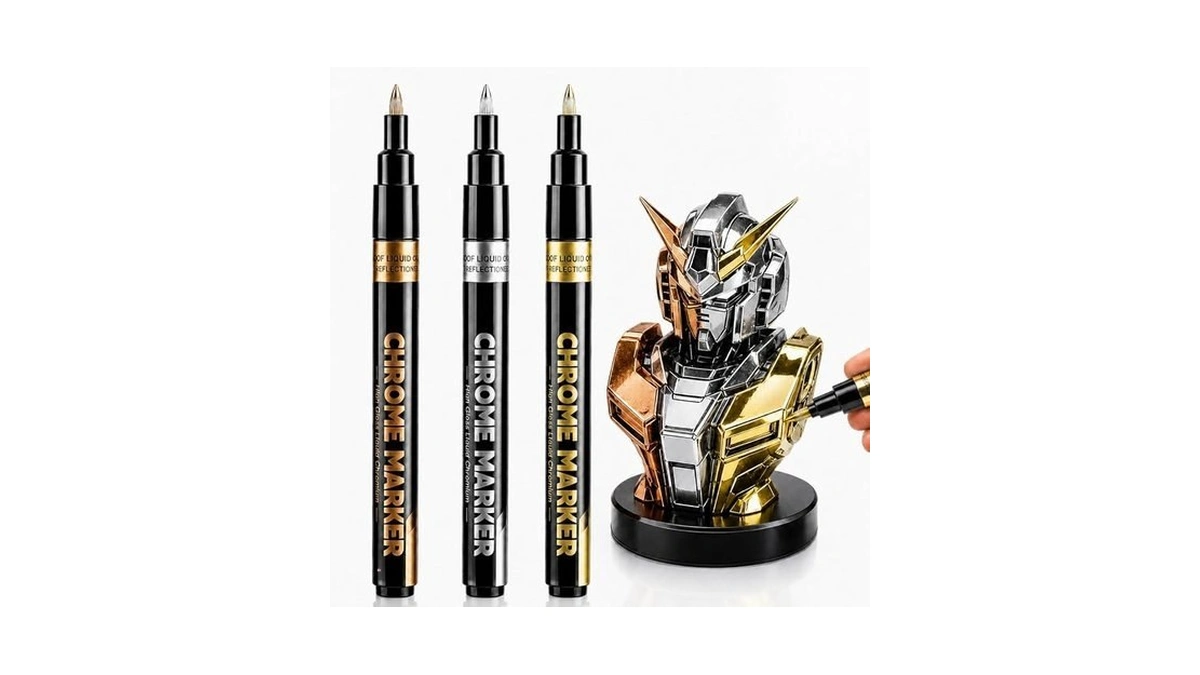 Hotu Liquid Chrome Markers Pens,3 Colors Gold Silver Copper, Permanent