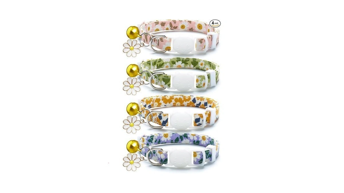 Lafayi 4 Pack Cotton Breakaway Cat Collar With Bell &