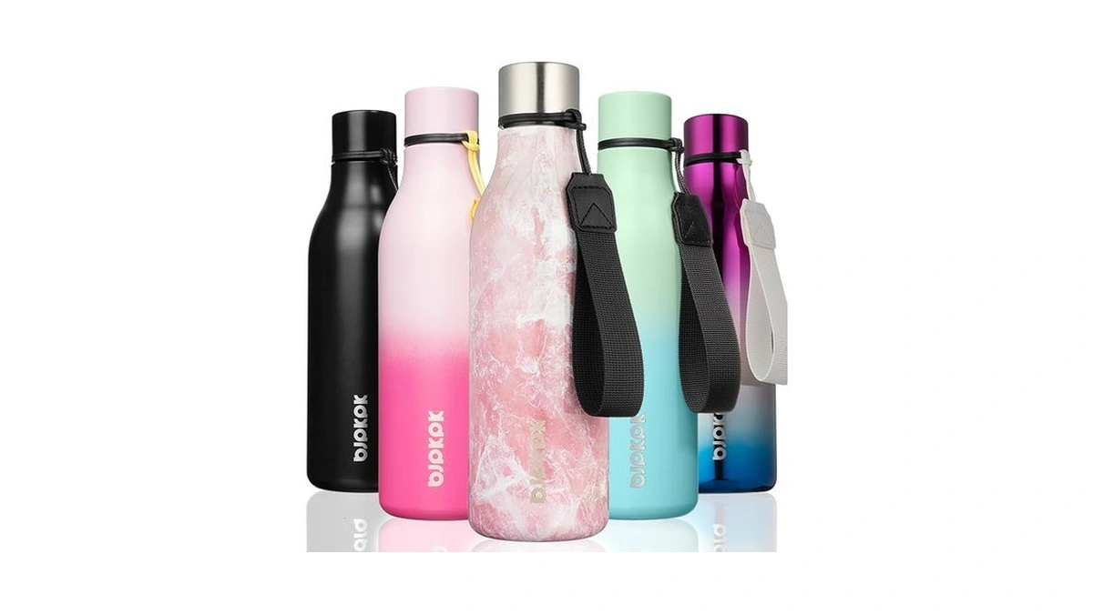 Bjpkpk Insulated Water Bottles, 18 Oz Stainless Steel Metal Water