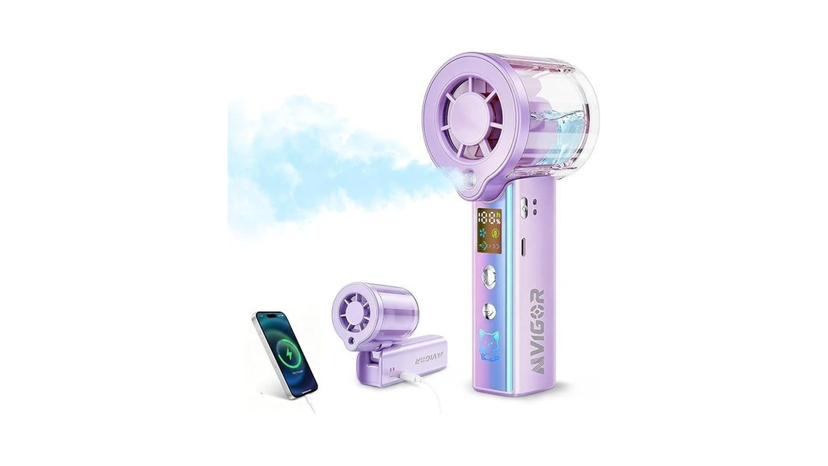 Aivigor Portable Handheld Fan With Cooling Mist, 30000 Rpm High