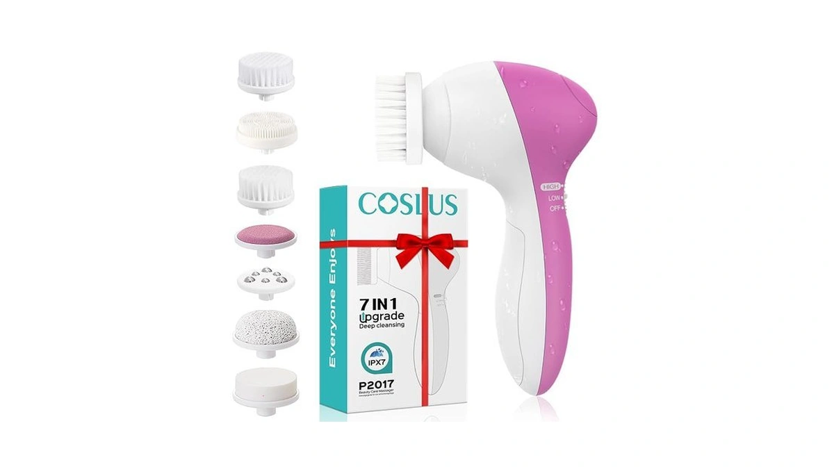 Coslus Facial Cleansing Brush Silicone Face Scrubber: 7 In 1