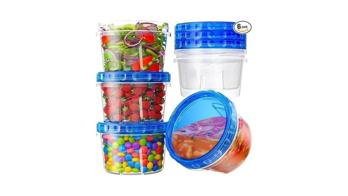 Biuleon 6 Pack-17oz Freezer Storage Containers, Plastic Food Storage Containers