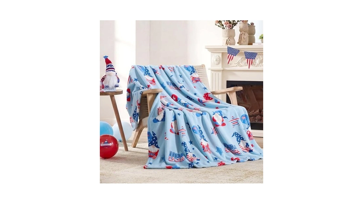 Cozy Bliss Gnome Patriotic Throw Blanket - 4th Of July