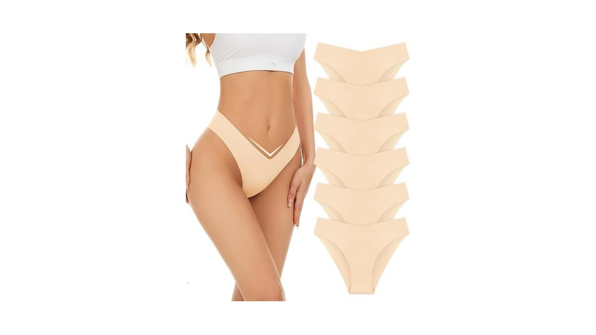 Riozz Seamless Bikini Cheeky Panties For Women Soft V-cut No