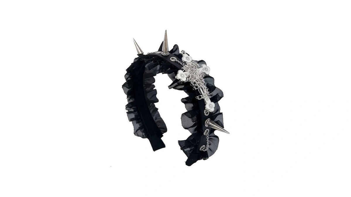 Atekatac Women Leather Headband Steampunk Spiked Headband Gothic Hairband (cross