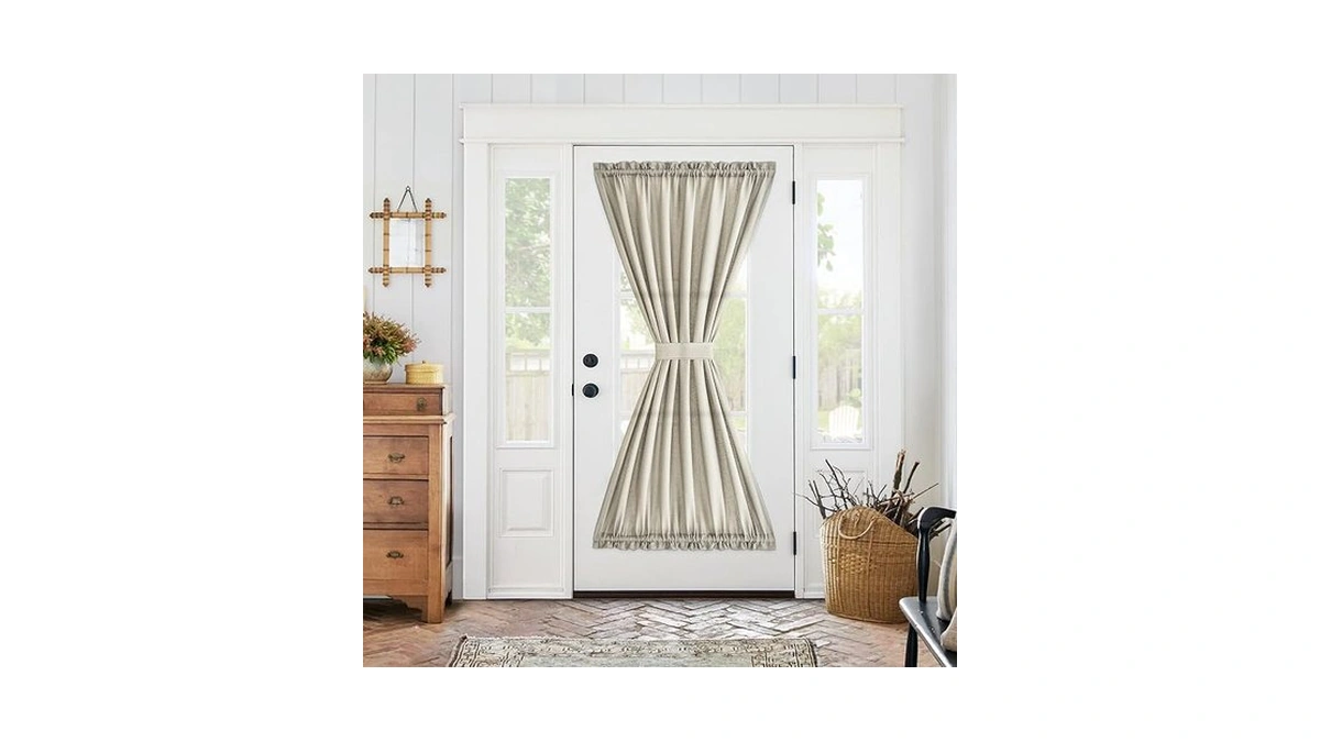 Jinchan French Door Curtain Panels - Beige 72 Inch Privacy