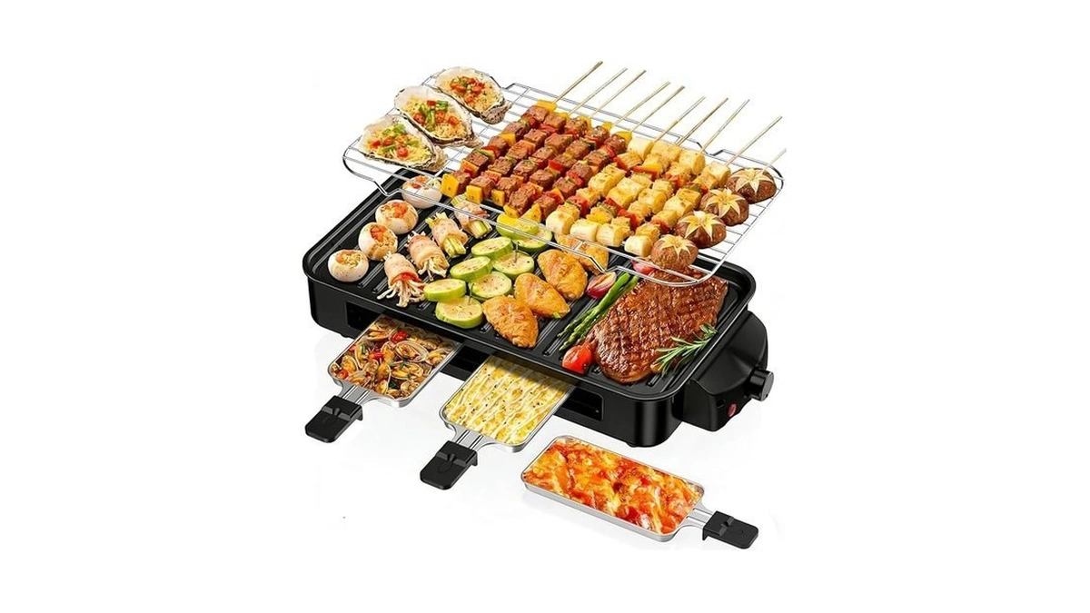 Electric Indoor Grill 1700w, 2 In 1 Smokeless Indoor Grill