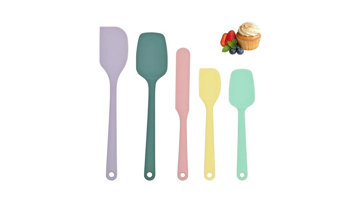 Silicone Spatula Set Of 5, Food Grade Rubber Spatulas For