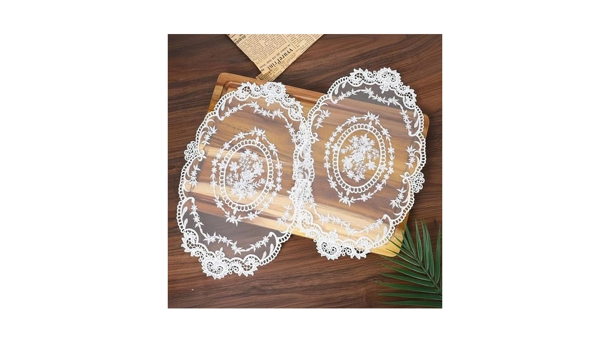 2 Pcs Crochet Doilies Vintage Lace Placemats, White Lace Doilies