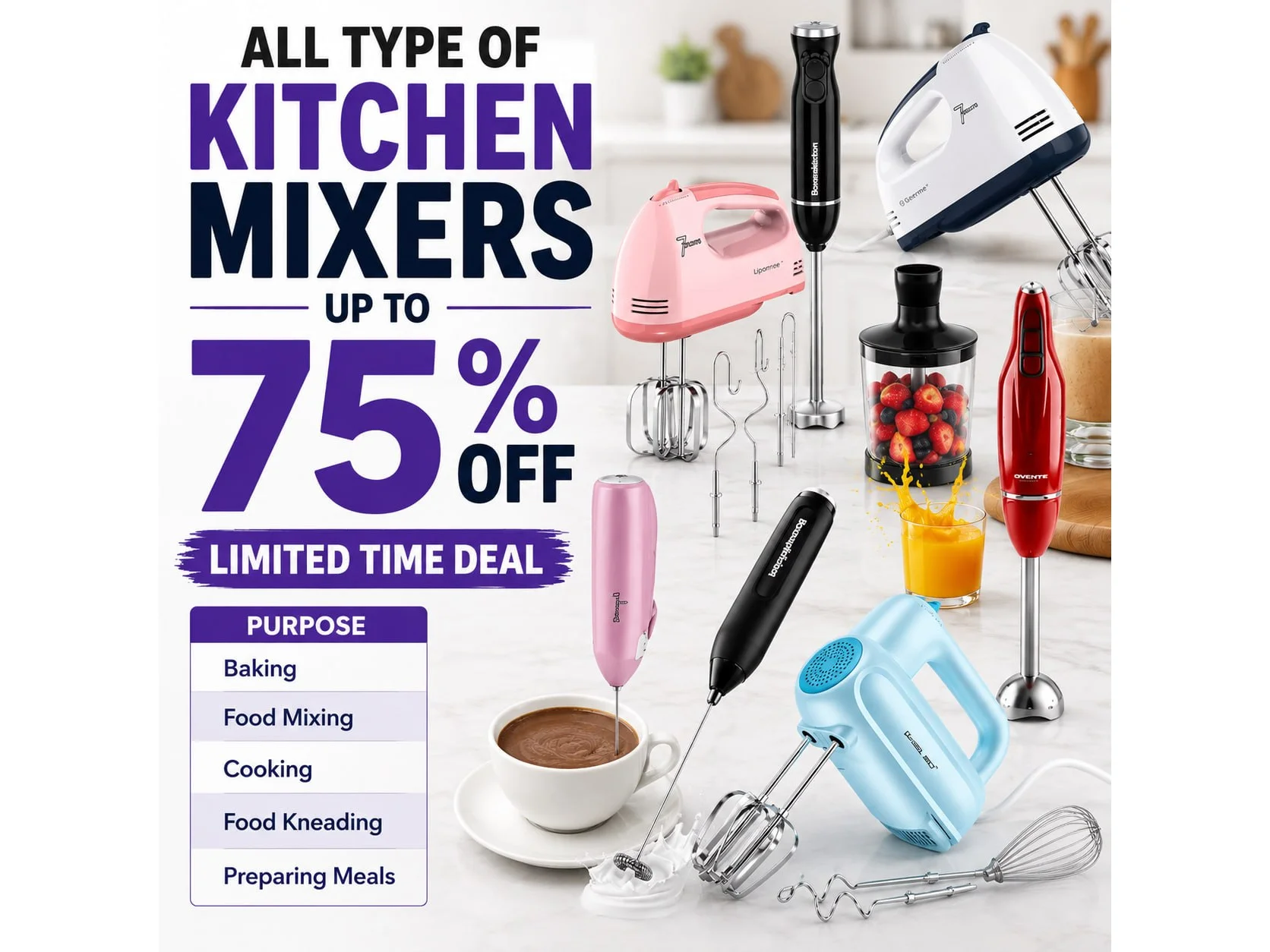 All type of Kitchen Mixers -up to 75 % OFF