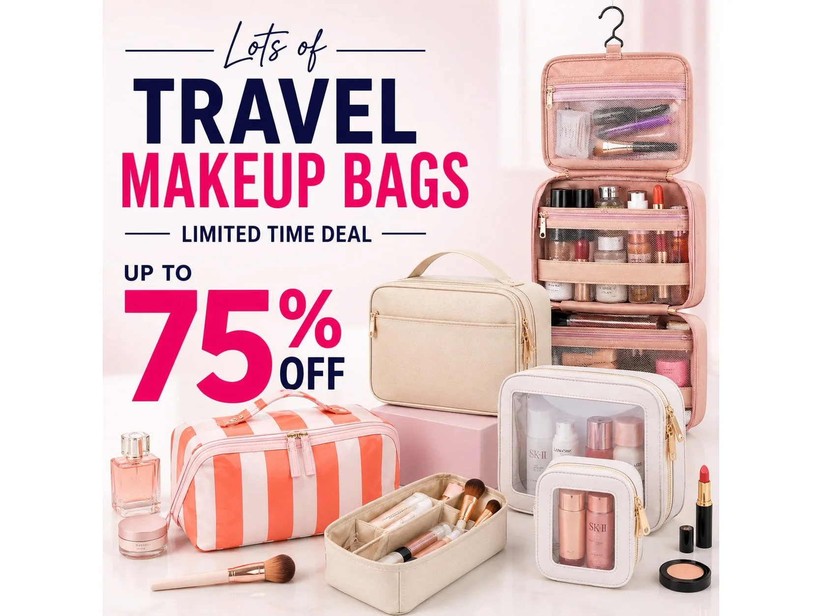 Lots of Travel Make Up Bags- Upto 75 % OFF