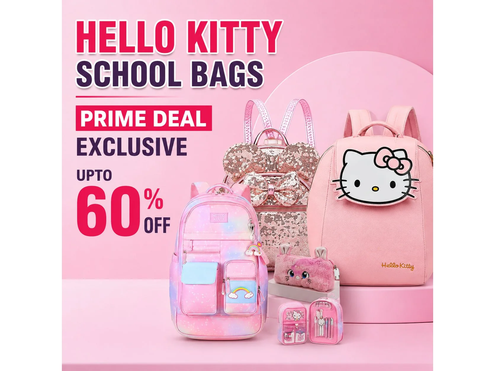 HELLO KITTY SCHOOL BAGS - UPTO 60% OFF