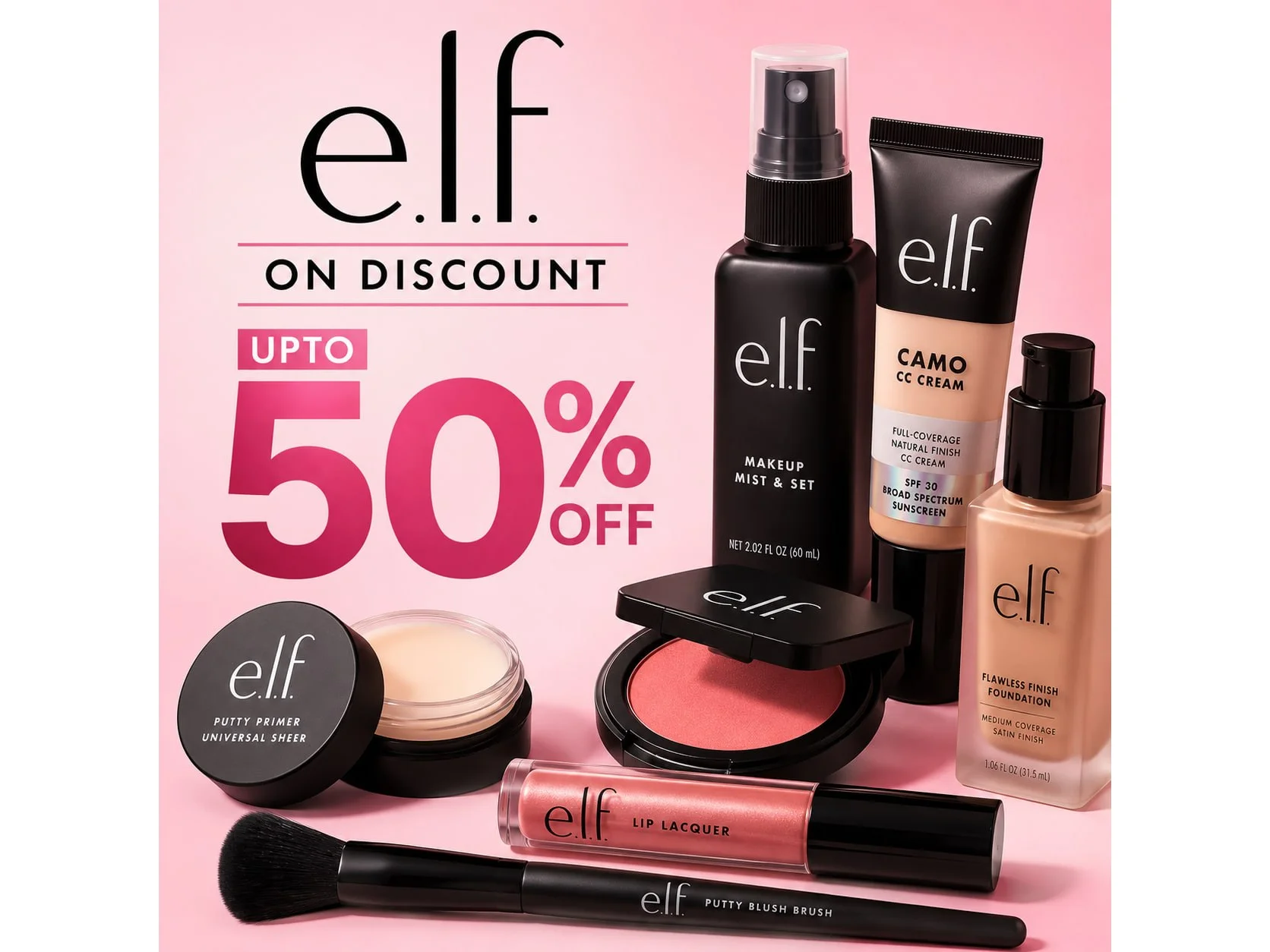 e.l.f. on discount up to 50%
