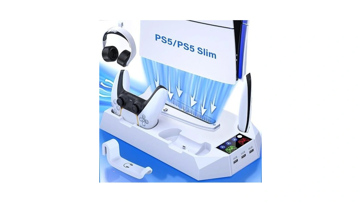 Ps5 Slim Cooling Station With Controller Charging Station For Playstation