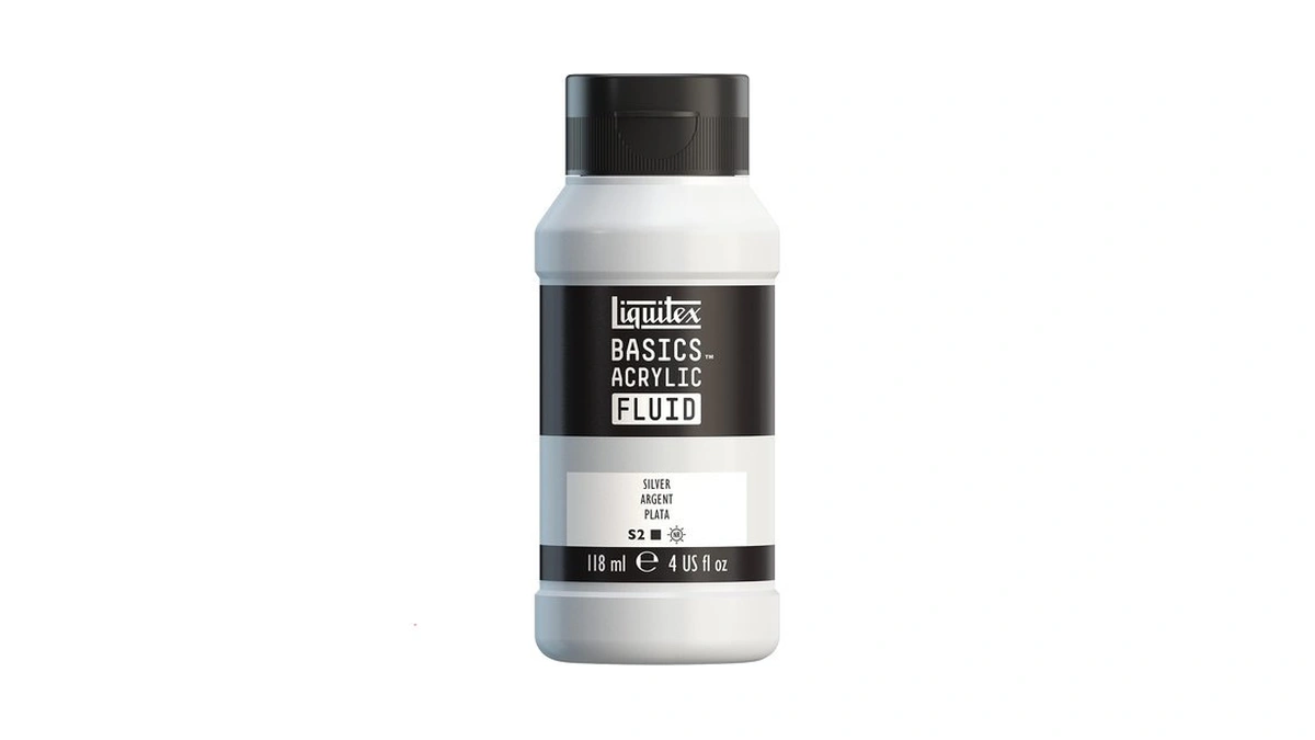 Liquitex Basics Acrylic Fluid Paint, 118ml (4-oz) Bottle, Silver