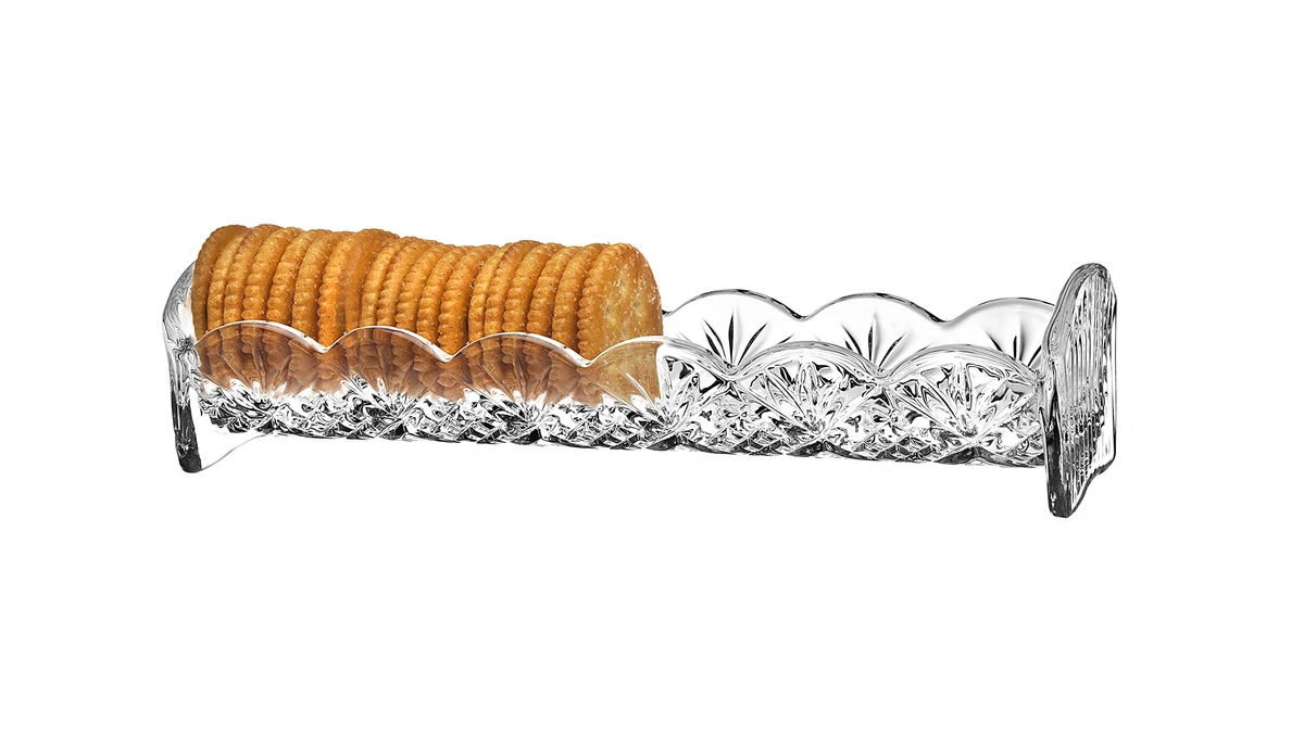 Godinger Dublin Cracker Tray, Snack Dish, Crystal Serving Tray For