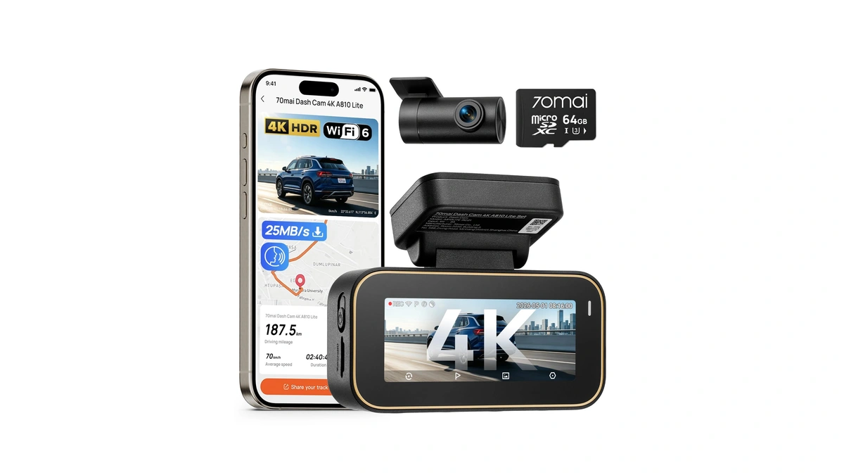 70mai A810 Lite 4k Dash Cam Front And Rear, 5ghz