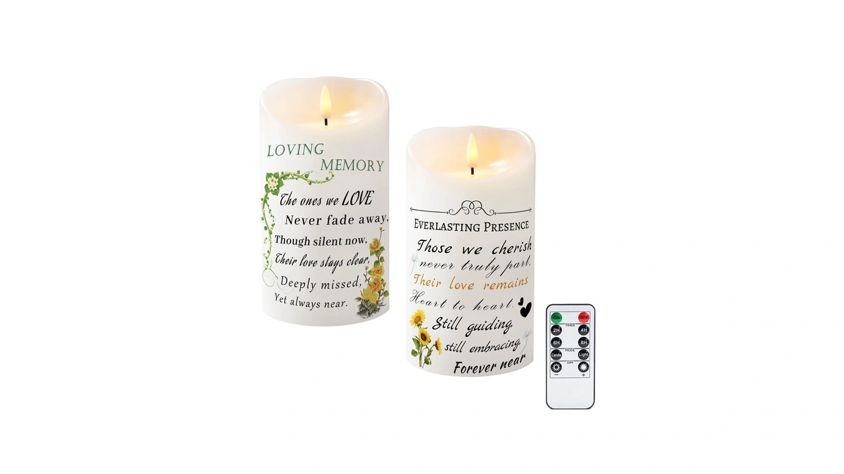 Wanshirra Led Flameless Memorial Candles - 2 Pack 7 Inch
