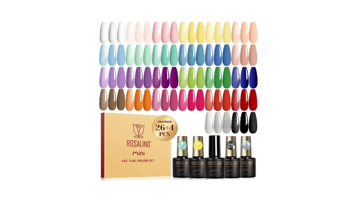 Rosalind 30pcs Pastel Gel Nail Polish Set, 26 Colors Gel