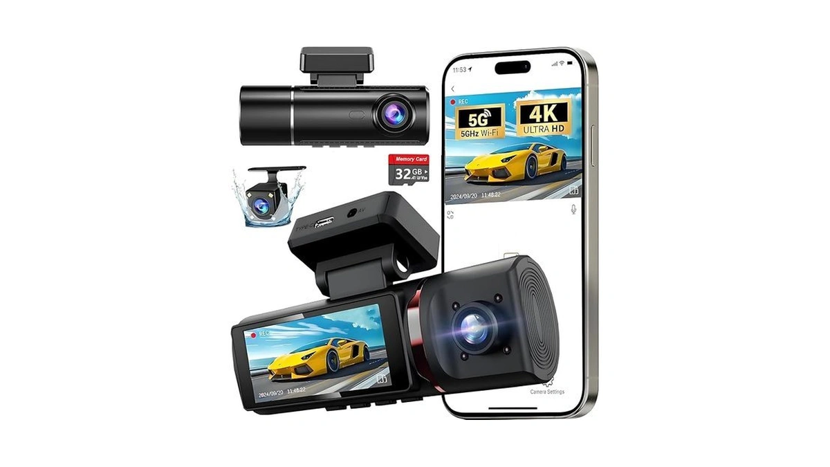 3 Channel 4k Wifi Dash Cam, 4k+1080p+1080p Front Inside And