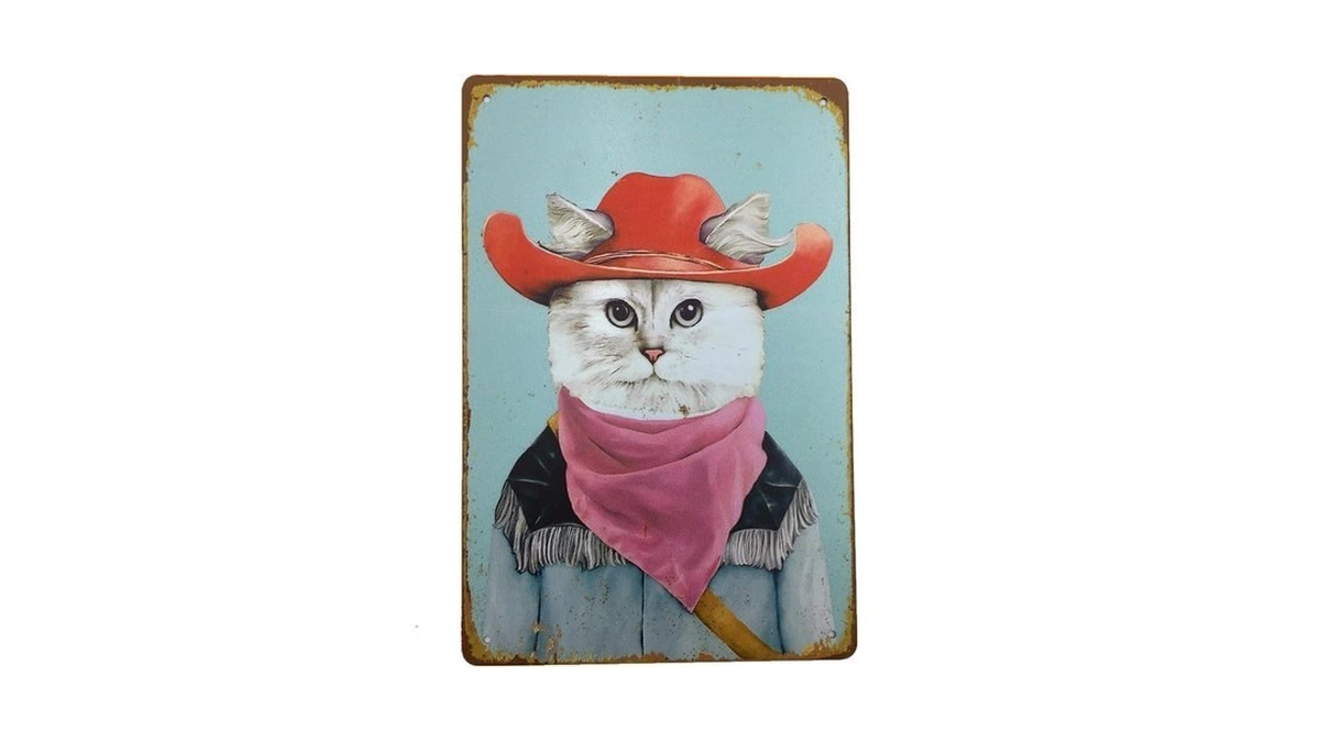Aiqibao Metal Vintage Tin Sign Decor-dog Cat Wall Decor For