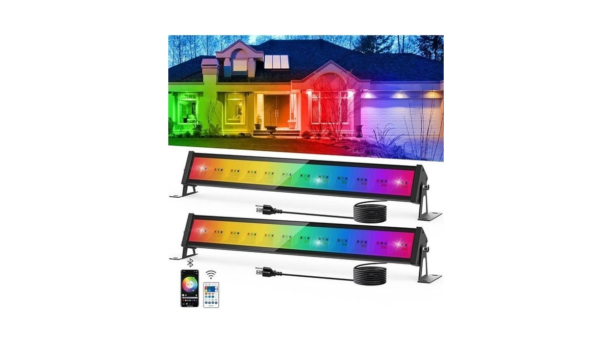T-sun Rgb Flood Light Bar 2 Pack 50w Rgbcw Outdoor