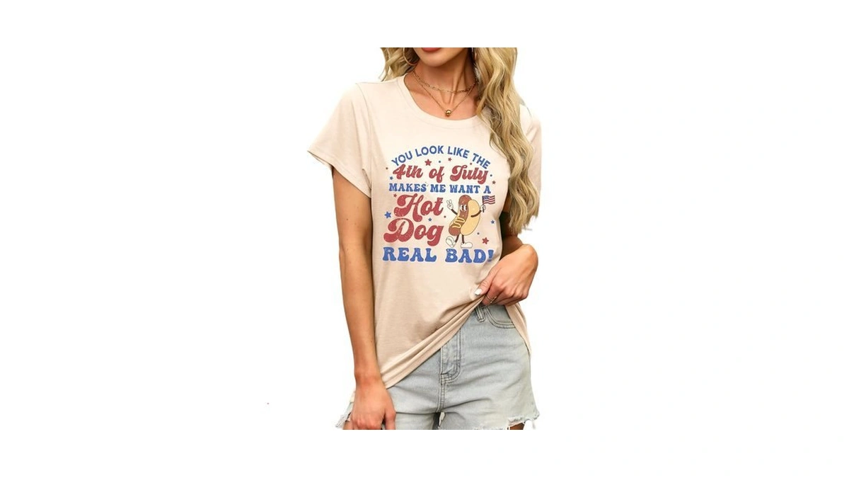 Mapick Womens 4th Of July Casual Tops Summer Crewneck Tshirt
