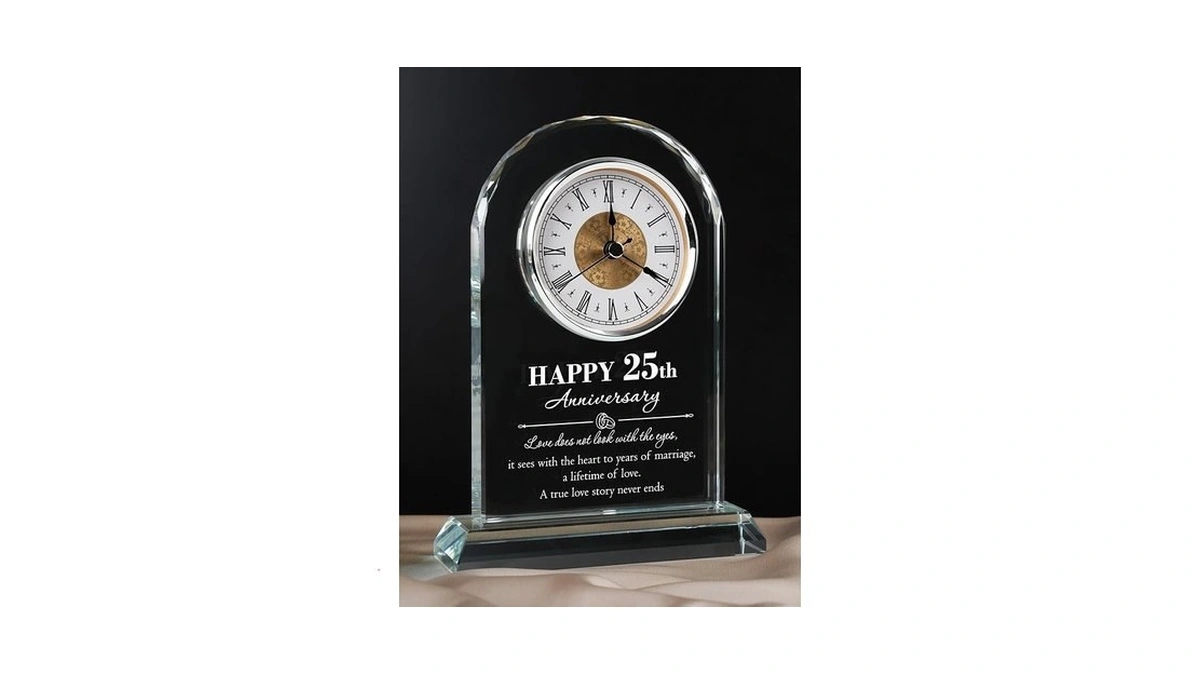 Wintaim 25th Anniversary Glass Clock Gift - Perfect Keepsake For