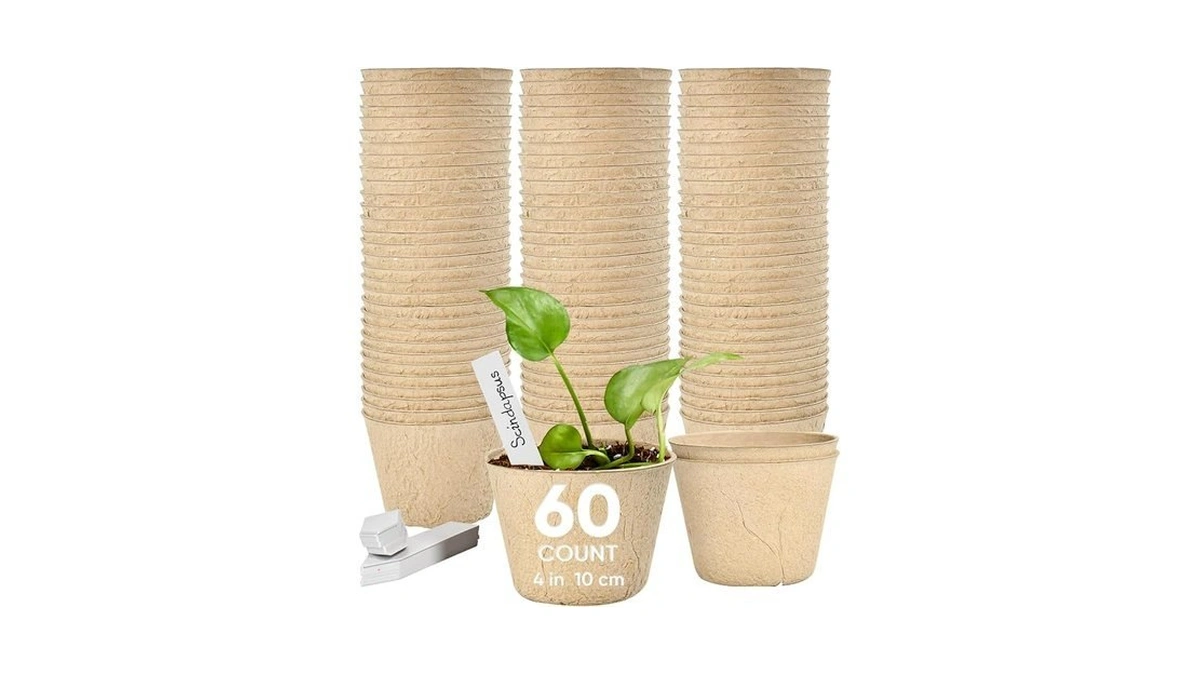 Chunsvia 60 Pack 4 Inch Seed Starter Peat Pots With