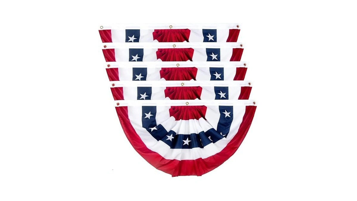 2x4 Ft American Pleated Fan Flag, Patriotic Half Fan Bunting