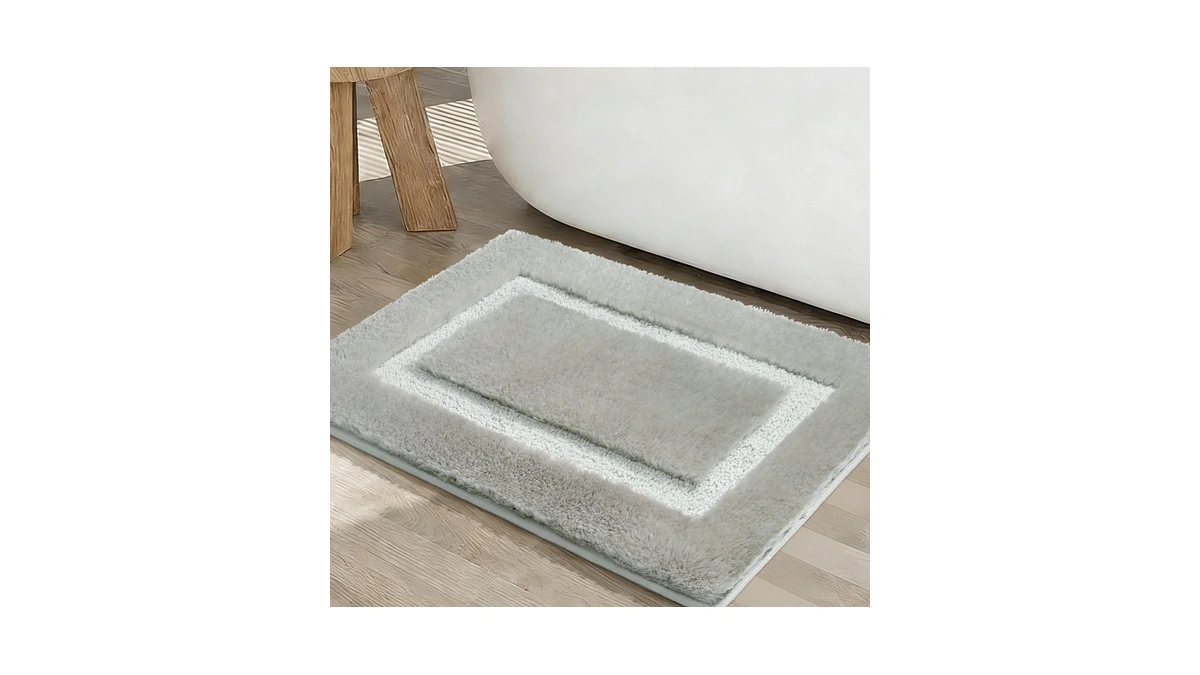 Rora Bathroom Rugs Mat Ultra Absorbent Non-slip Gray Bath Mat,