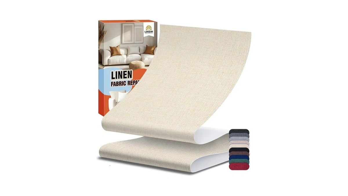Lihbih Linen Fabric Repair Tape 4x79 Inch, Self Adhesive Couch