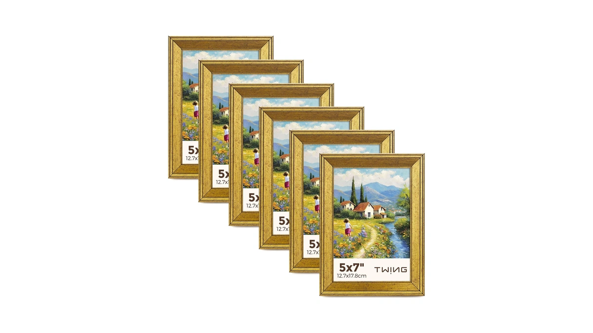 Twing 5x7 Gold Picture Frames Set Of 6,rustic Gold Frames