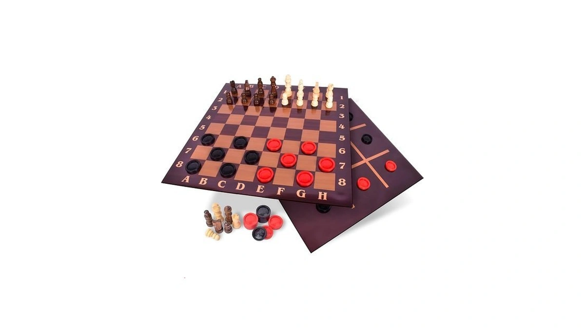 Elbow Room Games 3-in-1 Game Set, Chess, Checkers & Tic
