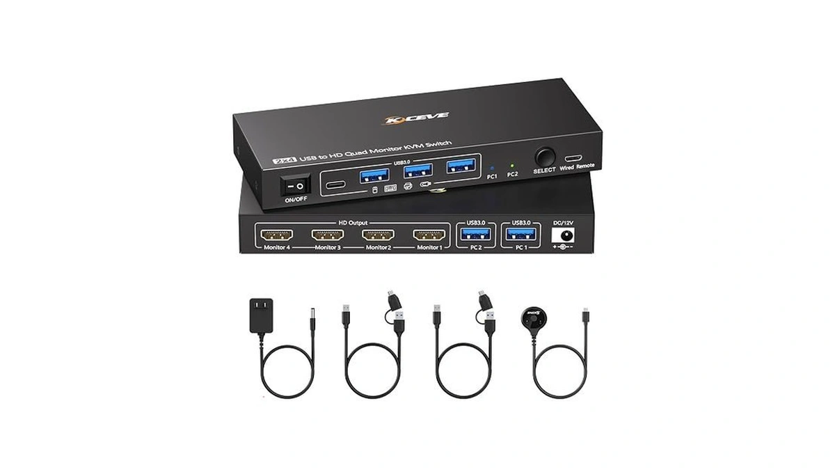 4 Monitors Kvm Switch 2 Computers 1080p@60hz,usb 3.0 Kvm Switch