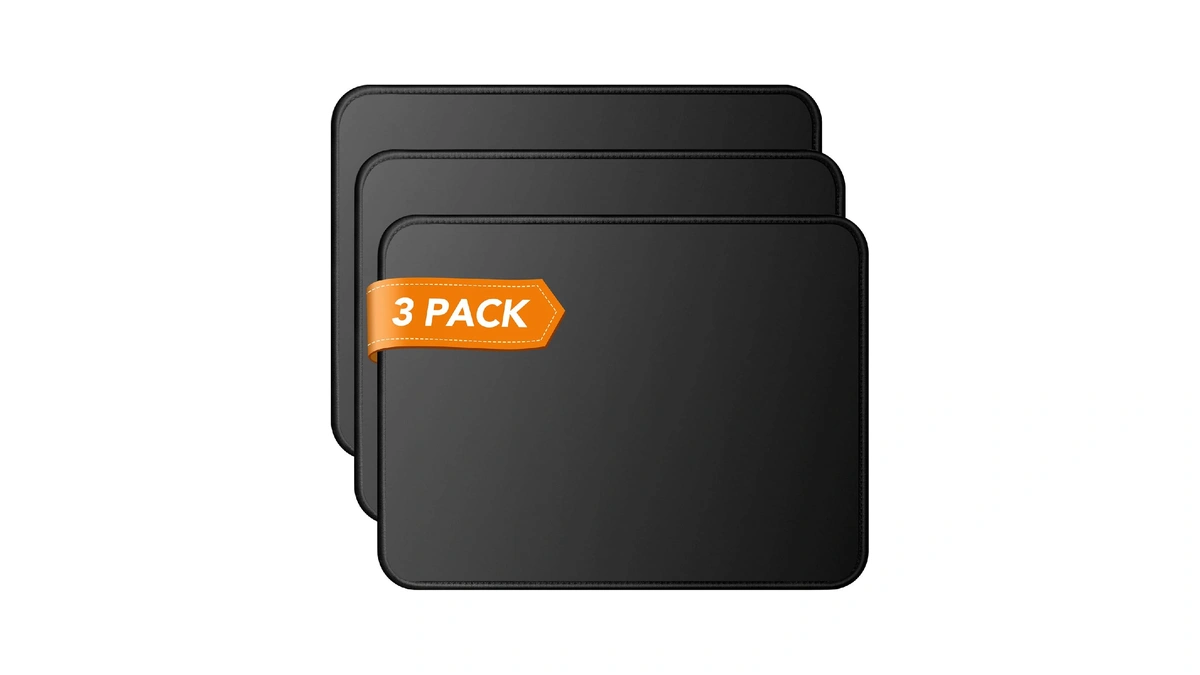 Mouse Pad 3 Pack, Black Mouse Pads 11 X 8.7
