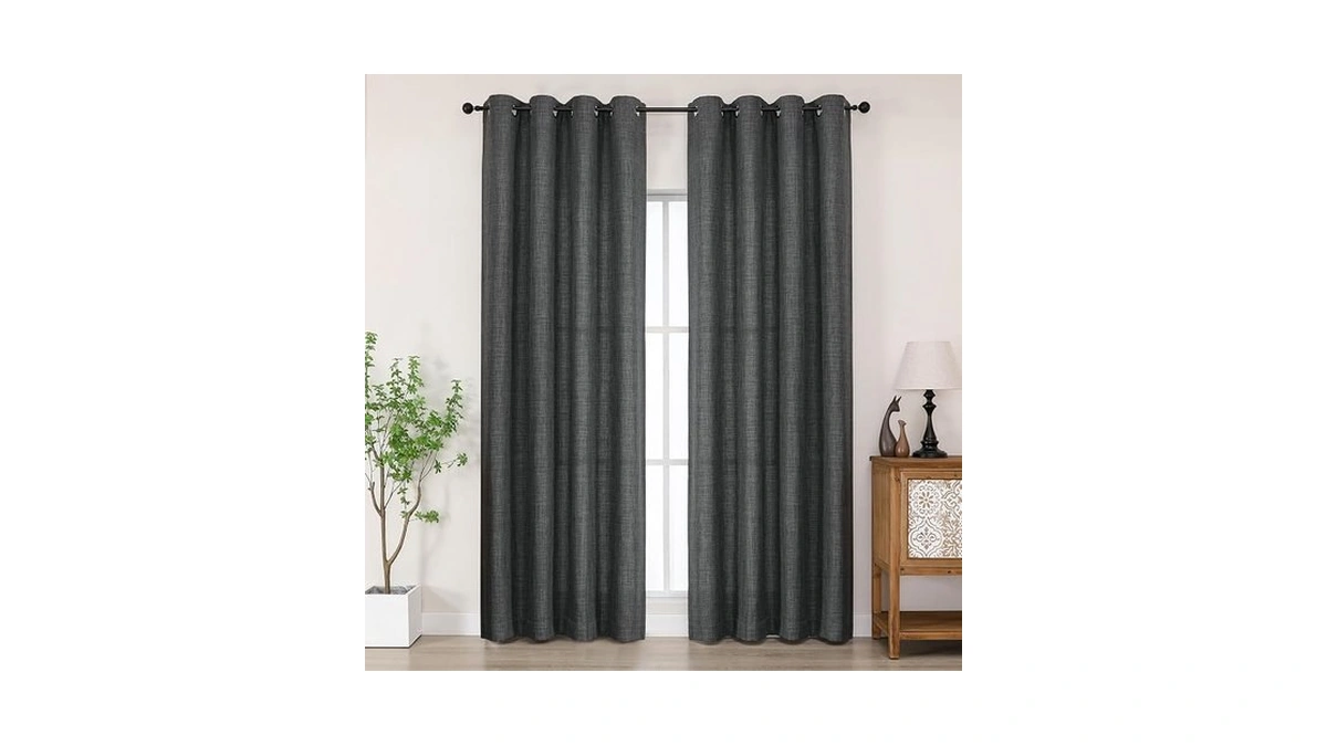 Chyhomenyc Coal Black Curtains 84 Inches Long 2 Panels Set,