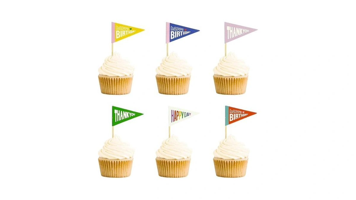 70pcs Happy Birthday Cupcake Toppers Picks Single-sided Paper Birthday Happy
