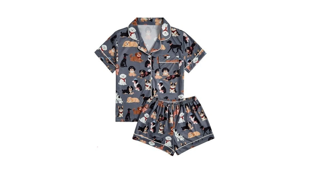 Soly Hux Women's Short Pajamas Set Cute Printed Button Short