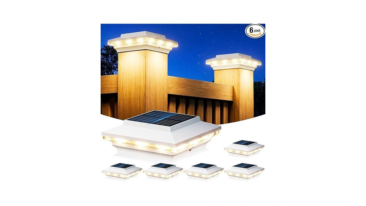 4x4 Solar Post Cap Lights Outdoor, Kooper 6 Pack Brighter