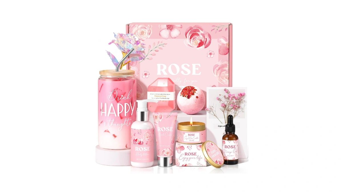 Birthday Gifts For Women, Rose Relaxing Spa Gift Basket For